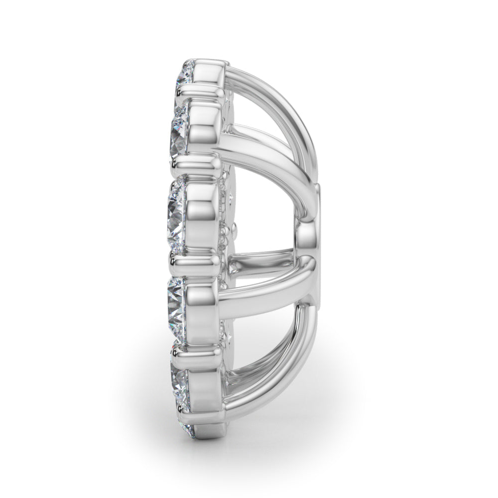 14K White Gold Lab Grown Diamond Earring Jacket For 2.0 Ct With 0.90 TCW Diamond (Lab Grown VS-SI1, E/F/G)