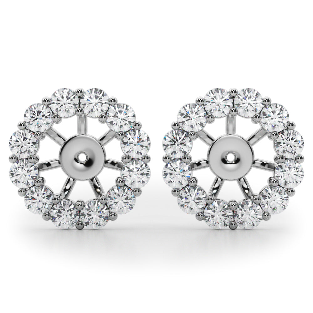 14K White Gold Lab Grown Diamond Earring Jacket For 2.0 Ct With 0.90 TCW Diamond (Lab Grown VS-SI1, E/F/G)