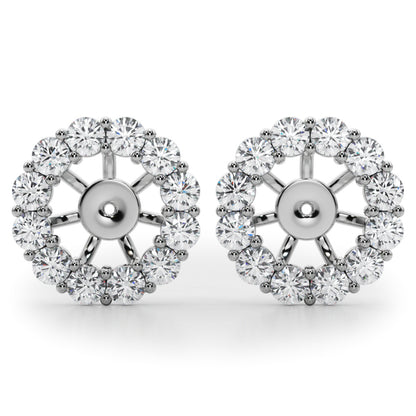 14K White Gold Lab Grown Diamond Earring Jacket For 2.0 Ct With 0.90 TCW Diamond (Lab Grown VS-SI1, E/F/G)