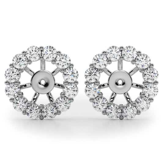 14K White Gold Lab Grown Diamond Earring Jacket For 2.0 Ct With 0.90 TCW Diamond (Lab Grown VS-SI1, E/F/G)