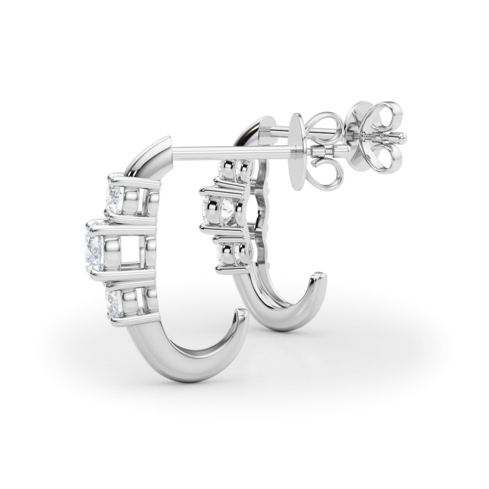 14K White Gold Lab Grown Diamond 3 Stone Earrings With 0.48 TCW Diamond (Lab Grown VS-SI1, E/F/G)