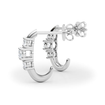 14K White Gold Lab Grown Diamond 3 Stone Earrings With 0.48 TCW Diamond (Lab Grown VS-SI1, E/F/G)