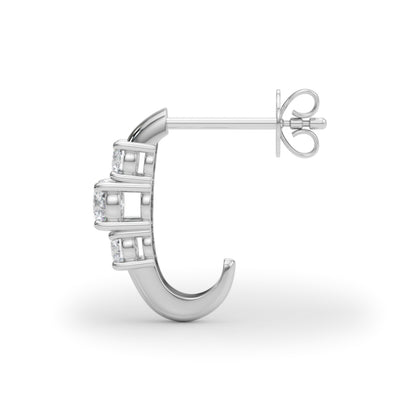 14K White Gold Lab Grown Diamond 3 Stone Earrings With 0.48 TCW Diamond (Lab Grown VS-SI1, E/F/G)
