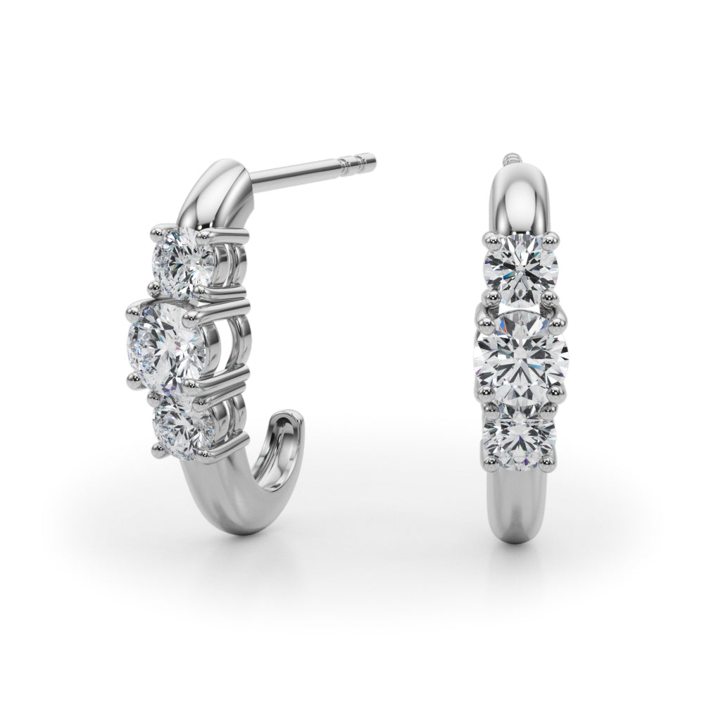14K White Gold Lab Grown Diamond 3 Stone Earrings With 0.48 TCW Diamond (Lab Grown VS-SI1, E/F/G)