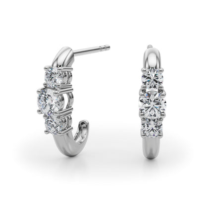 14K White Gold Lab Grown Diamond 3 Stone Earrings With 0.48 TCW Diamond (Lab Grown VS-SI1, E/F/G)