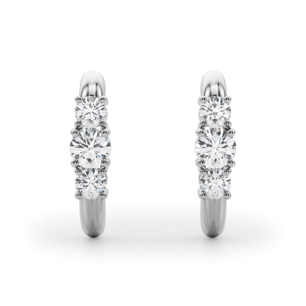14K White Gold Lab Grown Diamond 3 Stone Earrings With 0.48 TCW Diamond (Lab Grown VS-SI1, E/F/G)