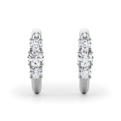 14K White Gold Lab Grown Diamond 3 Stone Earrings With 0.48 TCW Diamond (Lab Grown VS-SI1, E/F/G)