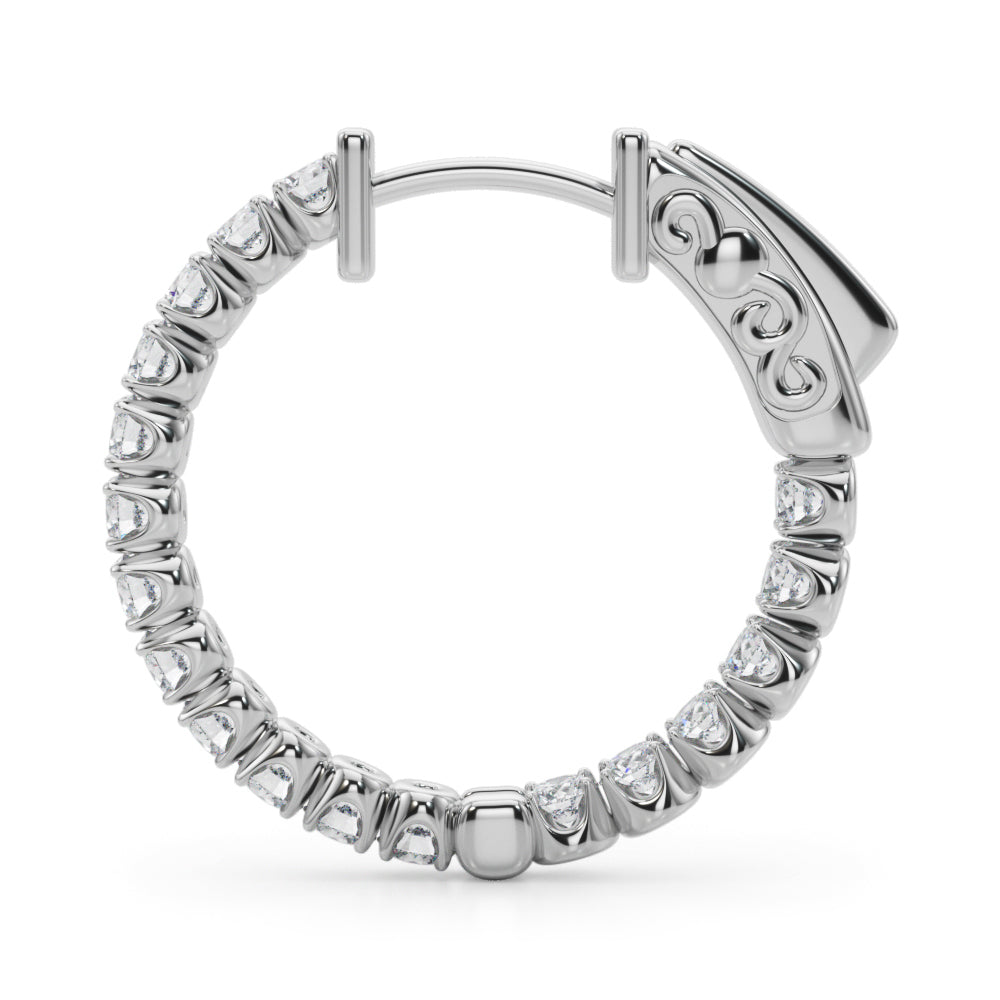 14K White Gold Lab Grown Diamond .75 Inch 4 Prong Round Hoop With 1.02 TCW Diamond (Lab Grown VS-SI1, E/F/G)