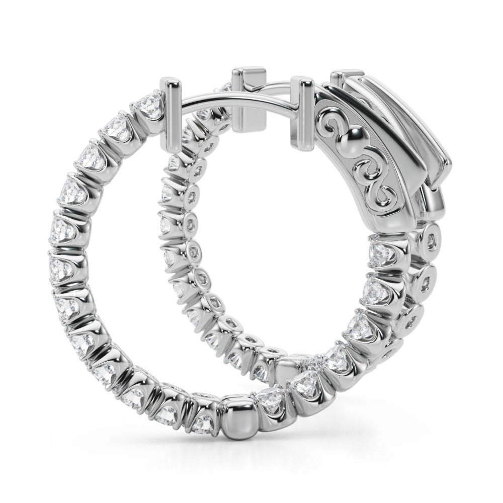 14K White Gold Lab Grown Diamond .75 Inch 4 Prong Round Hoop With 1.02 TCW Diamond (Lab Grown VS-SI1, E/F/G)