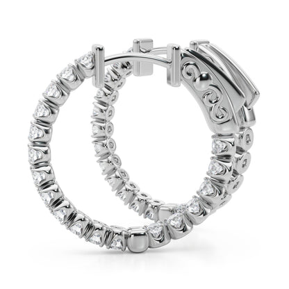 14K White Gold Lab Grown Diamond .75 Inch 4 Prong Round Hoop With 1.02 TCW Diamond (Lab Grown VS-SI1, E/F/G)
