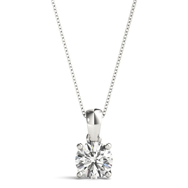14K White Gold Pendants Solitaires With 0.50 TCW Diamond (Lab Grown VS-SI1, E/F/G)