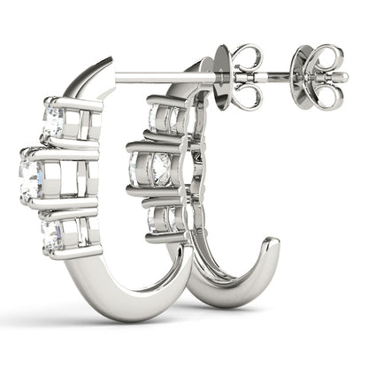 14K White Gold Earrings 3 Stone With 0.24 TCW Diamond (Lab Grown VS-SI1, E/F/G)