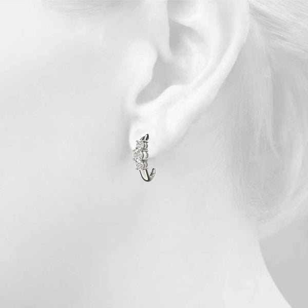 14K White Gold Earrings 3 Stone With 0.24 TCW Diamond (Lab Grown VS-SI1, E/F/G)