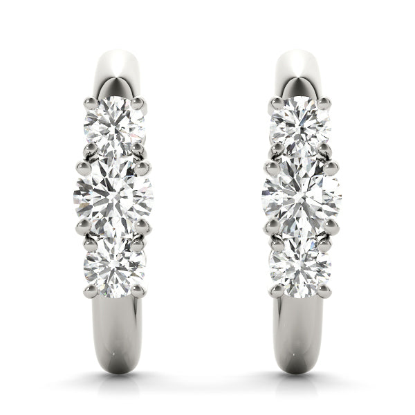 14K White Gold Earrings 3 Stone With 0.24 TCW Diamond (Lab Grown VS-SI1, E/F/G)