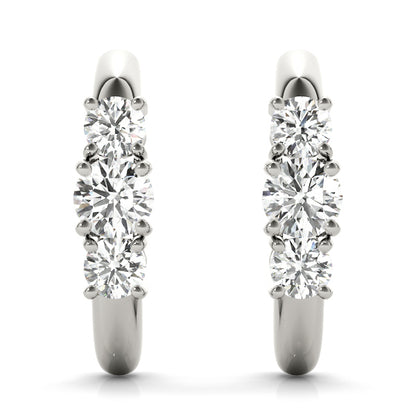14K White Gold Earrings 3 Stone With 0.24 TCW Diamond (Lab Grown VS-SI1, E/F/G)