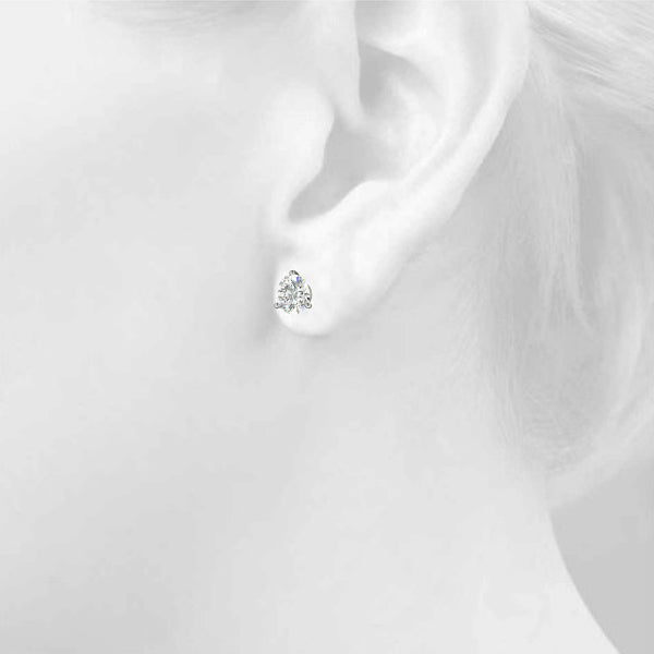 14K White Gold Earrings Single Stone With 0.25 TCW Diamond (Lab Grown VS-SI1, E/F/G)