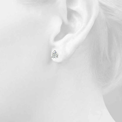 14K White Gold Earrings Single Stone With 0.25 TCW Diamond (Lab Grown VS-SI1, E/F/G)