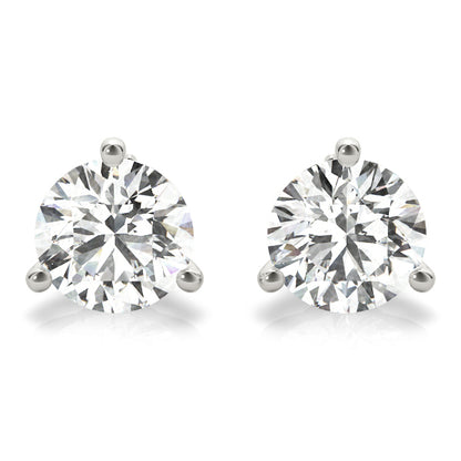 14K White Gold Earrings Single Stone With 0.25 TCW Diamond (Lab Grown VS-SI1, E/F/G)