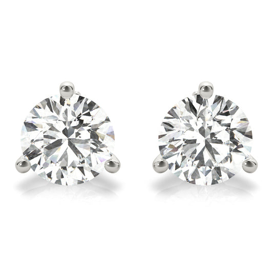 14K White Gold Earrings Single Stone With 0.25 TCW Diamond (Lab Grown VS-SI1, E/F/G)