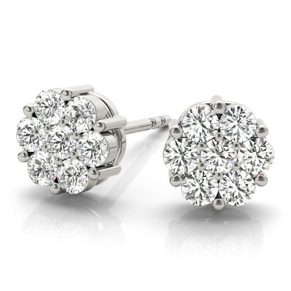 14K White Gold Earrings Cluster With 0.49 TCW Diamond (Lab Grown VS-SI1, E/F/G)