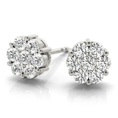 14K White Gold Earrings Cluster With 0.49 TCW Diamond (Lab Grown VS-SI1, E/F/G)