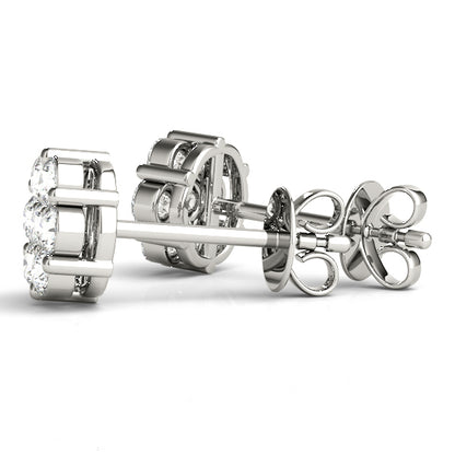 14K White Gold Earrings Cluster With 0.49 TCW Diamond (Lab Grown VS-SI1, E/F/G)