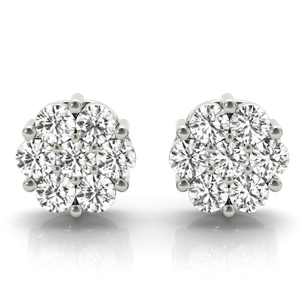 14K White Gold Earrings Cluster With 0.49 TCW Diamond (Lab Grown VS-SI1, E/F/G)