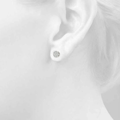 14K White Gold Earrings Cluster With 0.24 TCW Diamond (Lab Grown VS-SI1, E/F/G)