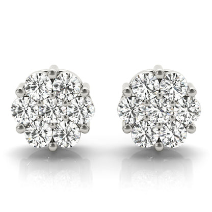 14K White Gold Earrings Cluster With 0.24 TCW Diamond (Lab Grown VS-SI1, E/F/G)