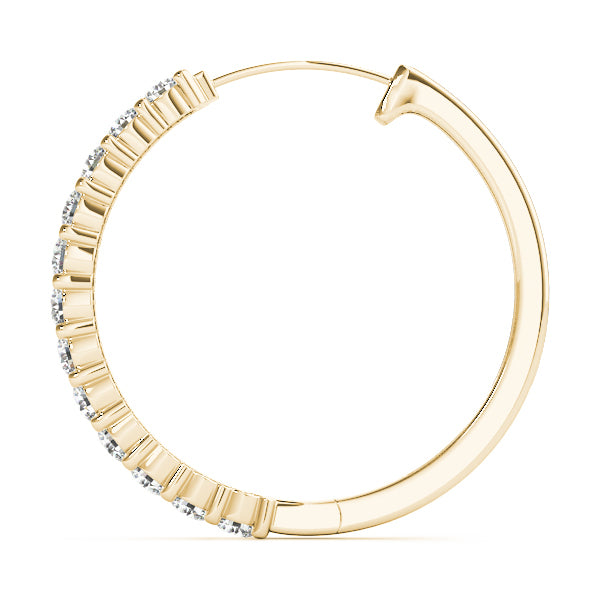 14K Yellow Gold Earrings Hoop Earrings Standard Hoops With 0.30 TCW Diamond (Lab Grown VS-SI1, E/F/G)