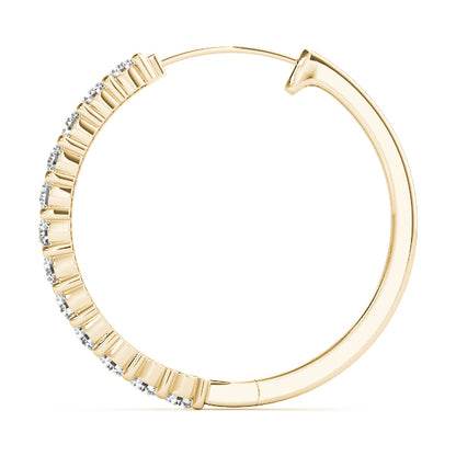 14K Yellow Gold Earrings Hoop Earrings Standard Hoops With 0.30 TCW Diamond (Lab Grown VS-SI1, E/F/G)