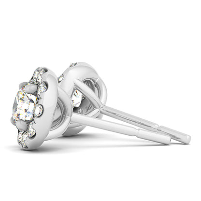 14K White Gold Earrings Halo With 0.60 TCW Diamond (Lab Grown VS-SI1, E/F/G)