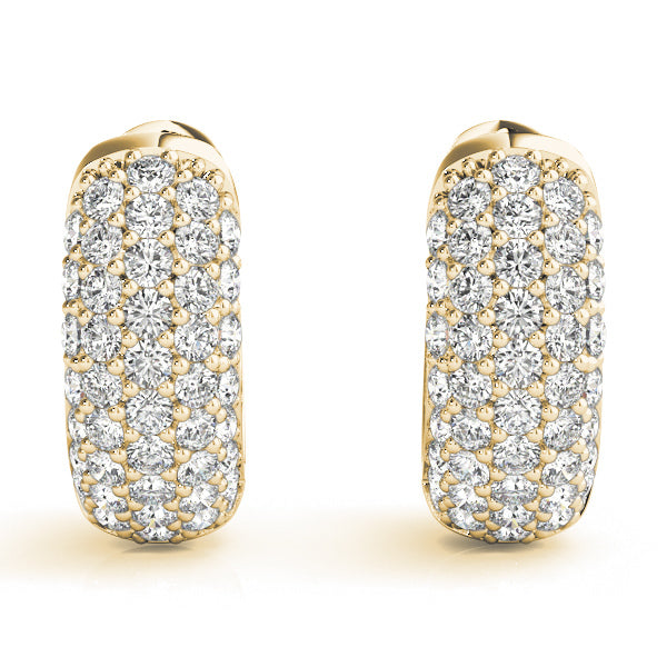 14K Yellow Gold .5 Inch 5 Row Pave Earrings With 0.41 TCW Diamond (Lab Grown VS-SI1, E/F/G)