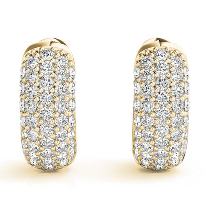14K Yellow Gold .5 Inch 5 Row Pave Earrings With 0.41 TCW Diamond (Lab Grown VS-SI1, E/F/G)