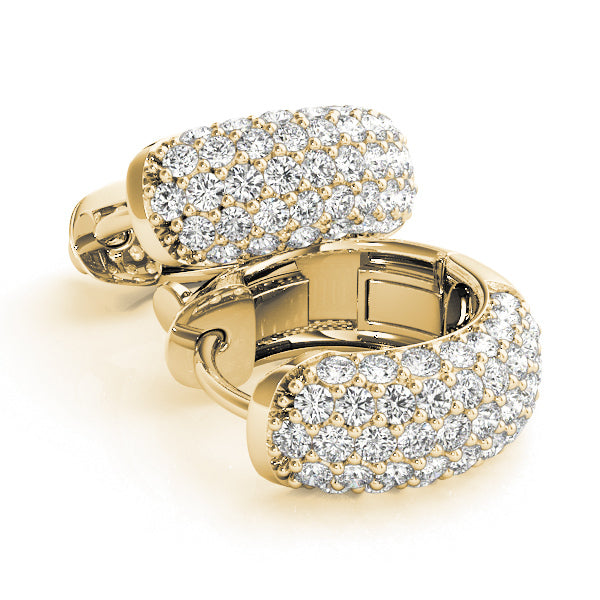 14K Yellow Gold .5 Inch 5 Row Pave Earrings With 0.41 TCW Diamond (Lab Grown VS-SI1, E/F/G)