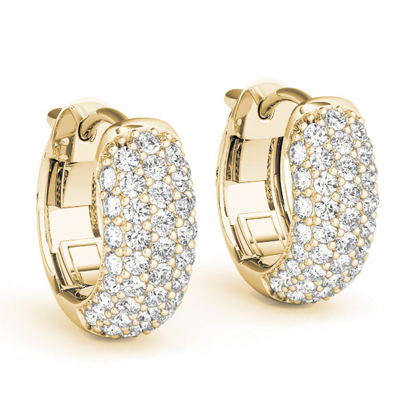 14K Yellow Gold .5 Inch 5 Row Pave Earrings With 0.41 TCW Diamond (Lab Grown VS-SI1, E/F/G)