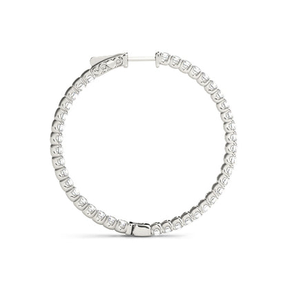 14K White Gold 1.5 Inch 4 Prong Round Hoop With 1.86 TCW Diamond (Lab Grown VS-SI1, E/F/G)