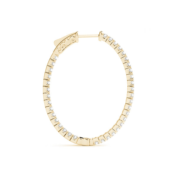 14K Yellow Gold 1.2 Inch 4 Prong Oval Hoop With 0.69 TCW Diamond (Lab Grown VS-SI1, E/F/G)