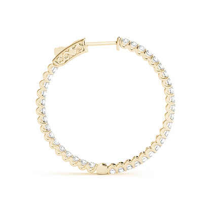 14K Yellow Gold 1.75 Inch 2 Prong Round Hoop With 0.75 TCW Diamond (Lab Grown VS-SI1, E/F/G)