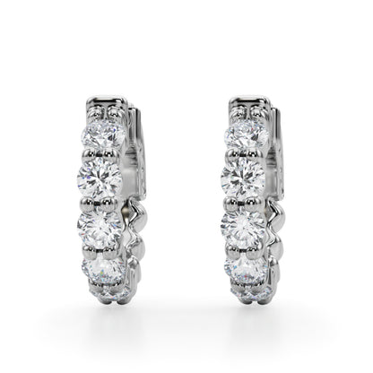 14K White Gold Single Row Vault Lock Hoops With 0.80 TCW Diamond (Lab Grown VS-SI1, E/F/G)