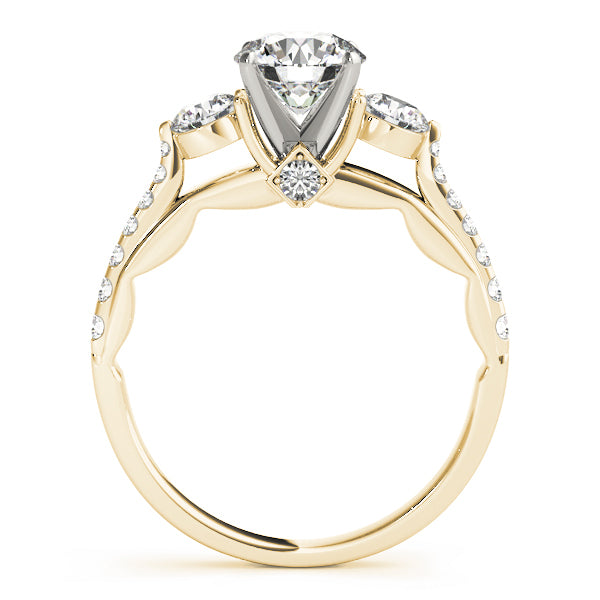 14K Yellow Gold Engagement Rings 3 Stone Round With 0.45 TCW Diamond (Lab Grown VS-SI1, E/F/G)