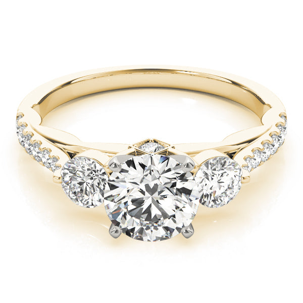 14K Yellow Gold Engagement Rings 3 Stone Round With 0.45 TCW Diamond (Lab Grown VS-SI1, E/F/G)