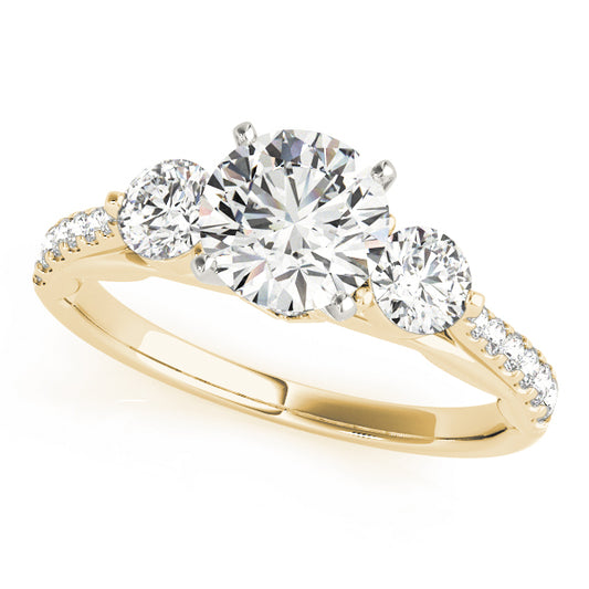 14K Yellow Gold Engagement Rings 3 Stone Round With 0.45 TCW Diamond (Lab Grown VS-SI1, E/F/G)