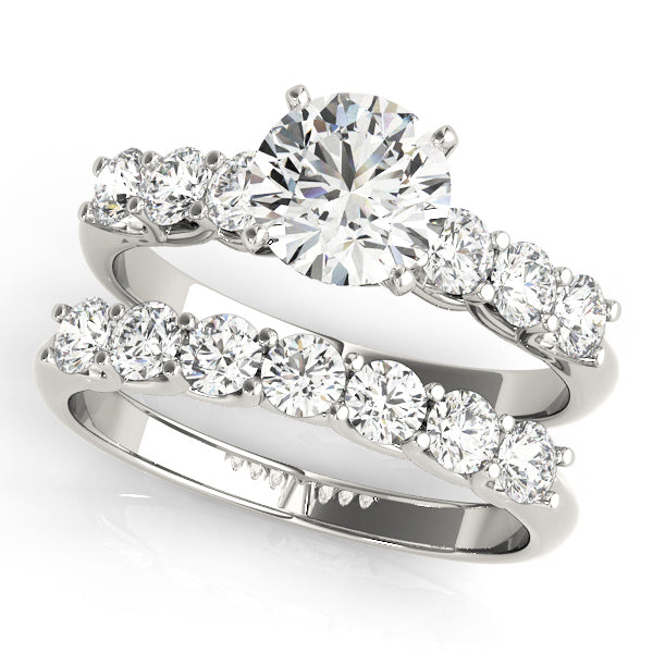 14K White Gold Engagement Rings Single Row Prong Set With 0.30 TCW Diamond (Lab Grown VS-SI1, E/F/G)