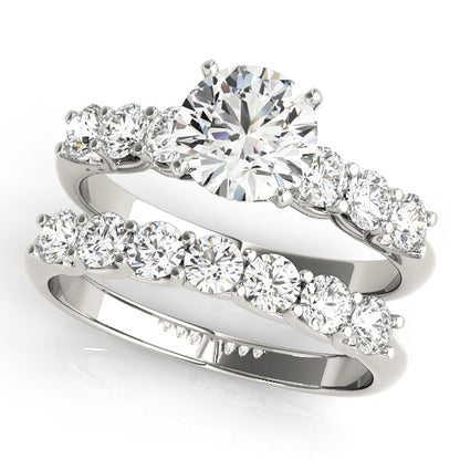 14K White Gold Engagement Rings Single Row Prong Set With 0.30 TCW Diamond (Lab Grown VS-SI1, E/F/G)