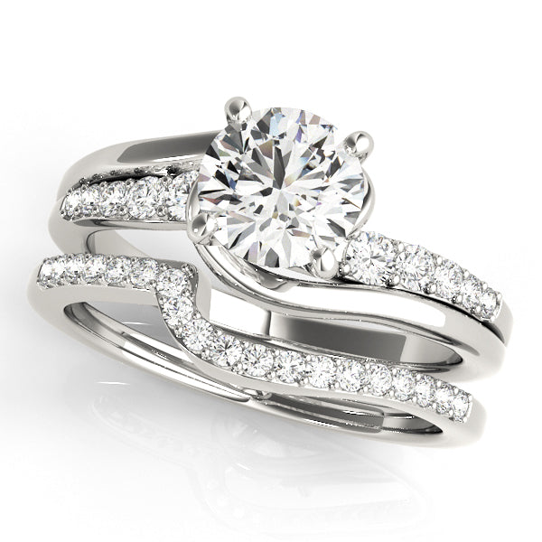 14K White Gold Engagement Rings Bypass With 0.13 TCW Diamond (Lab Grown VS-SI1, E/F/G)
