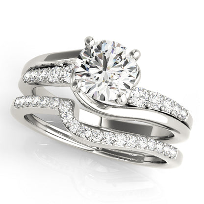 14K White Gold Engagement Rings Bypass With 0.13 TCW Diamond (Lab Grown VS-SI1, E/F/G)