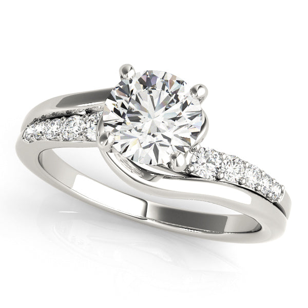 14K White Gold Engagement Rings Bypass With 0.13 TCW Diamond (Lab Grown VS-SI1, E/F/G)