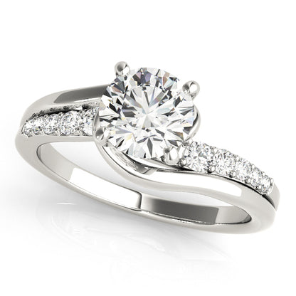14K White Gold Engagement Rings Bypass With 0.13 TCW Diamond (Lab Grown VS-SI1, E/F/G)