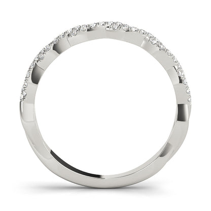 14K White Gold Twisted Wedding Band With 0.24 TCW Diamond (Lab Grown VS-SI1, E/F/G)